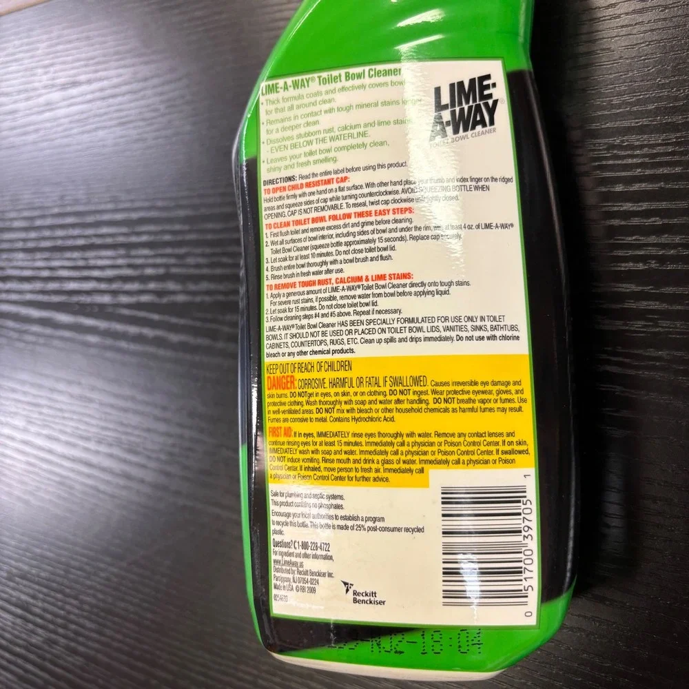 Lime A Way Toilet Bowl Cleaner Thick Gel Formula Destroys Lime CalciumRust 24 Oz